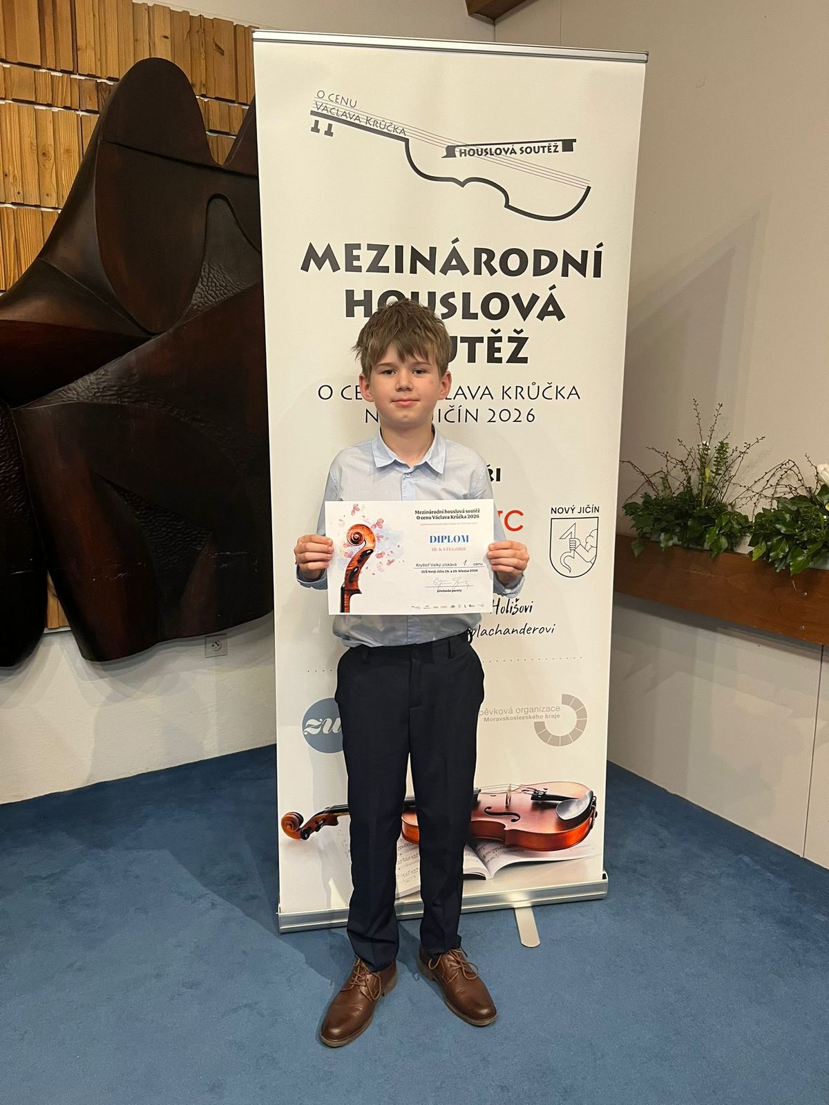 Zlatý úspěch houslisty Kryštofa v Novém Jičíně!